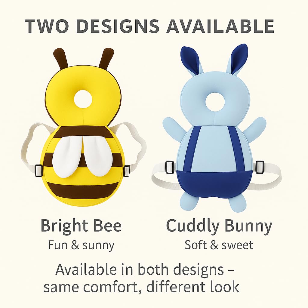 Shark Doo Doo® Baby Head Protector Cushion for 6–24 Months | Soft Plush Safety Backpack for Toddlers | Adjustable Straps, Anti-Fall Pillow for Infants (Yellow Bee)