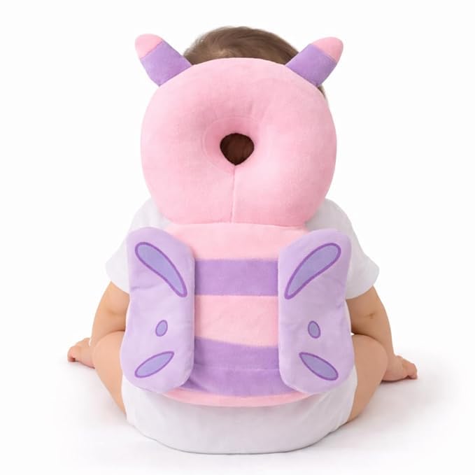 Baby Head Protector Cushion, Soft Plush Safety Backpack, Adjustable Straps, Anti-Fall Pillow, Butterfly Style, for Infants 6-24 Months (Butterfly)