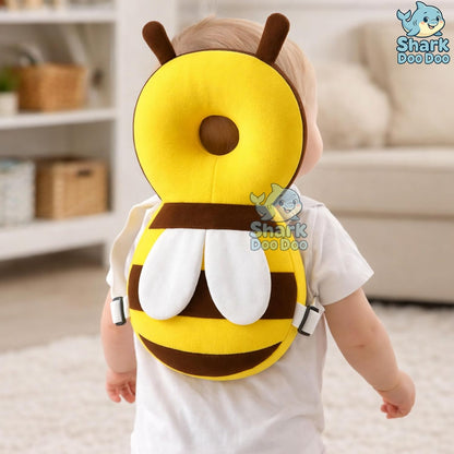 Shark Doo Doo® Baby Head Protector Cushion for 6–24 Months | Soft Plush Safety Backpack for Toddlers | Adjustable Straps, Anti-Fall Pillow for Infants (Yellow Bee)