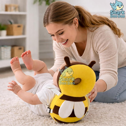 Shark Doo Doo® Baby Head Protector Cushion for 6–24 Months | Soft Plush Safety Backpack for Toddlers | Adjustable Straps, Anti-Fall Pillow for Infants (Yellow Bee)